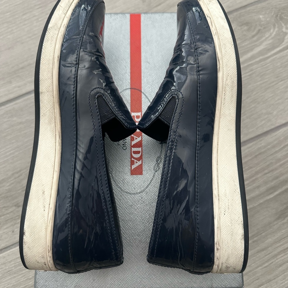 Prada Women’s patent Navy Slip-On sneaker - Picture 3 of 6
